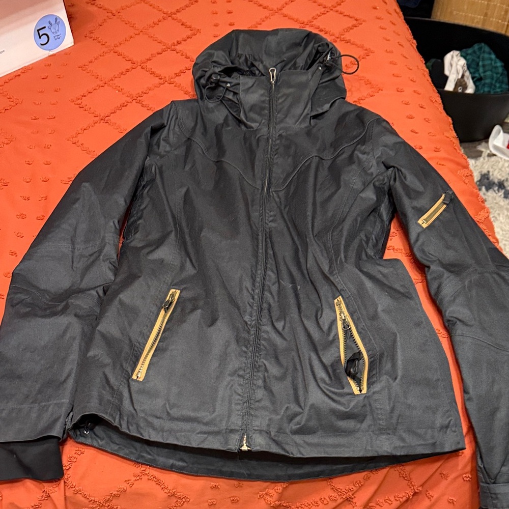 Pulse Black Ski Jacket with Gold Zippers